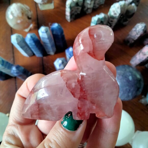 Fire Quartz Crystal Dinosaur Carving - Picture 3 of 3